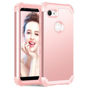 For Google Pixel 3a 3 in 1 Shockproof PC + Silicone Protective Case(Rose Gold) (OEM)