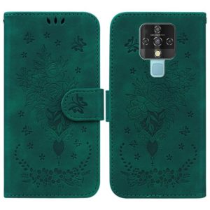 For Tecno Camon 16 Butterfly Rose Embossed Leather Phone Case(Green) (OEM)