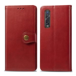 For OPPO Find X2 Pro Solid Color Leather Buckle Phone Case with Lanyard & Photo Frame & Card Slot & Wallet & Stand Function(Red) (OEM)