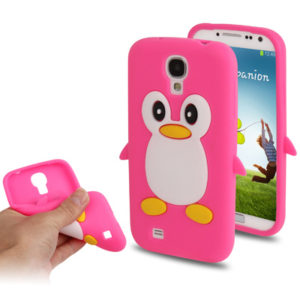 3D Penguin Shaped Silicon Protective Case for Galaxy S IV / i9500(Magenta) (OEM)