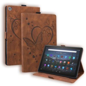 For Amazon Fire HD 8 (2015/2016/2017/2018) Love Butterfly Pattern Horizontal Flip Leather Case with Holder & Sleep / Wake-up Function(Brown) (OEM)