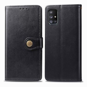 For Galaxy A71 5G Retro Solid Color Leather Buckle Phone Case with Lanyard & Photo Frame & Card Slot & Wallet & Stand Function(Black) (OEM)