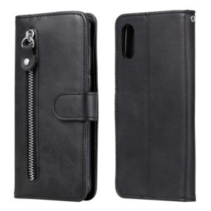 For Xiaomi Redmi 9A Fashion Calf Texture Zipper Horizontal Flip Leather Case with Stand & Card Slots & Wallet Function(Black) (OEM)