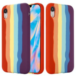 For iPhone XR Rainbow Liquid Silicone Shockproof Full Coverage Protective Case (OEM)