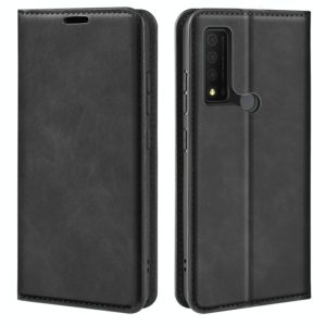 For TCL 30 V 5G Retro-skin Magnetic Suction Leather Phone Case(Black) (OEM)