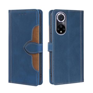 For Huawei nova 9 Skin Feel Straw Hat Magnetic Buckle Leather Phone Case(Blue) (OEM)