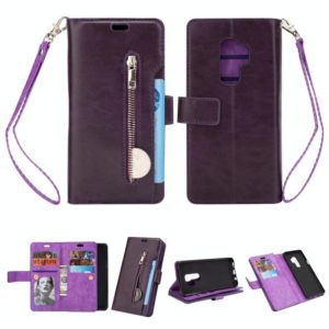 For Samsung Galaxy S9+ Multifunctional Zipper Horizontal Flip Leather Case with Holder & Wallet & 9 Card Slots & Lanyard(Purple) (OEM)