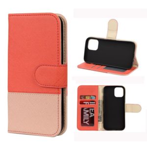 For iPhone 12 Pro Max Splicing Color Horizontal Flip Leather Case with Holder & Photo Frame & Card Slots & Wallet(Rose Red) (OEM)