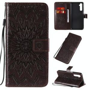For OPPO Realme 6 Embossed Sunflower Pattern Horizontal Flip PU Leather Case with Holder & Card Slots & Wallet & Lanyard(Brown) (OEM)