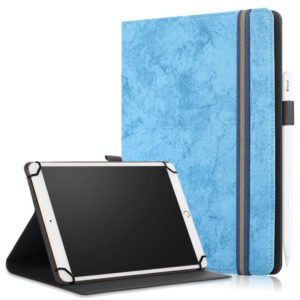 For 9-11 inch Marble Cloth Texture Horizontal Flip Universal Tablet PC Leather Case with Pen Slot & Holder(Sky Blue) (OEM)