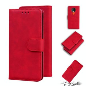 For Tecno Spark 6 Skin Feel Pure Color Flip Leather Phone Case(Red) (OEM)