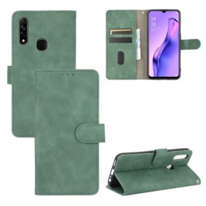 For OPPO A8 / A31 (2020) Solid Color Skin Feel Magnetic Buckle Horizontal Flip Calf Texture PU Leather Case with Holder & Card Slots & Wallet(Green) (OEM)