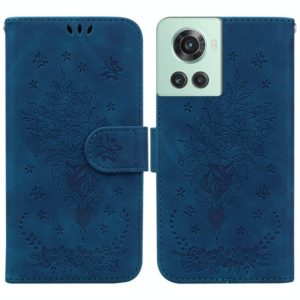 For OnePlus 10R / Ace Butterfly Rose Embossed Leather Phone Case(Blue) (OEM)