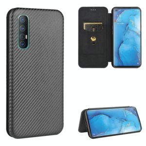 For OPPO Reno3 Pro 5G / Find X2 Neo Carbon Fiber Texture Horizontal Flip TPU + PC + PU Leather Case with Card Slot(Black) (OEM)