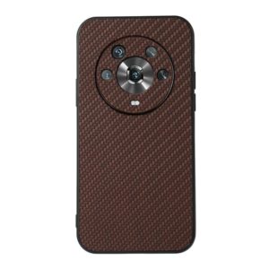 For Honor Magic4 Accurate Hole Carbon Fiber Texture PU Phone Case(Brown) (OEM)