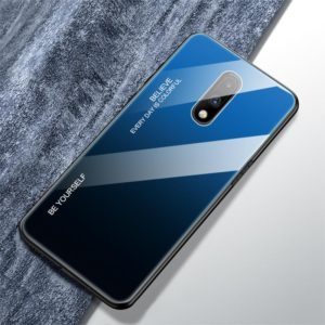 For OnePlus 7 Gradient Color Glass Case(Blue) (OEM)