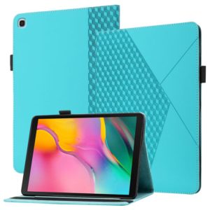 For Samsung Galaxy Tab A 10.1 2019 T510 Rhombus Skin Feel Horizontal Flip Tablet Leather Case with Card Slots & Holder(Lake Blue) (OEM)