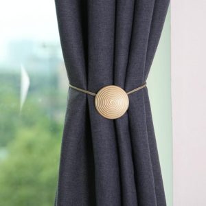 E003 Metal Curtain Magnetic Buckle Strap Curtain Clip Bedroom Living Room Free Perforated Curtain Buckle(Gold) (OEM)