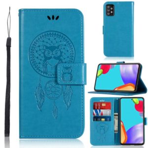 For Samsung Galaxy A72 5G / 4G Wind Chime Owl Embossing Pattern Horizontal Flip Leather Case with Holder & Card Slots & Wallet(Blue) (OEM)