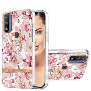 For Motorola Moto G Pure Ring IMD Flowers TPU Phone Case(Pink Gardenia) (OEM)