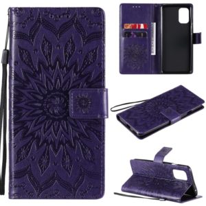 For OnePlus 8T Sun Embossing Pattern Horizontal Flip Leather Case with Card Slot & Holder & Wallet & Lanyard(Purple) (OEM)