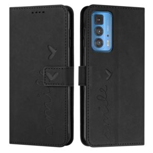 For Motorola Edge 20 Pro Skin Feel Heart Pattern Leather Phone Case(Black) (OEM)