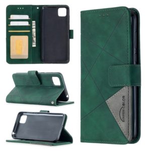 For Huawei Y5p Rhombus Texture Magnetic Buckle Horizontal Flip Leather Case with Holder & Card Slots & Wallet & Photo Frame(Green) (OEM)