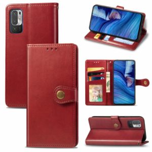 For Xiaomi Redmi Note 10 5G Solid Color Leather Buckle Phone Case with Lanyard & Photo Frame & Card Slot & Wallet & Stand Function(Red) (OEM)