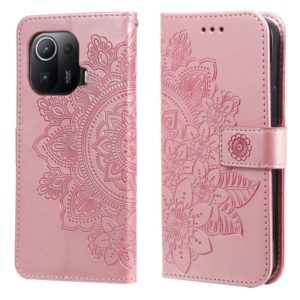 For Xiaomi Mi 11 Pro 7-petal Flowers Embossing Pattern Horizontal Flip PU Leather Case with Holder & Card Slots & Wallet & Photo Frame(Rose Gold) (OEM)
