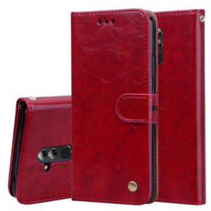Business Style Oil Wax Texture Horizontal Flip Leather Case for Huawei Mate 20 Lite, with Holder & Card Slots & Wallet (Red) (OEM)