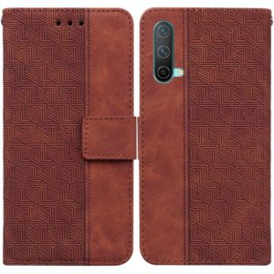 For OnePlus Nord CE 5G Geometric Embossed Leather Phone Case(Brown) (OEM)