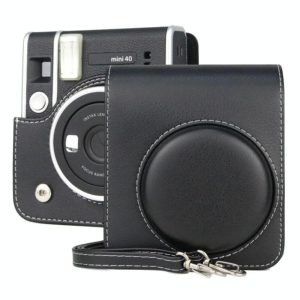 Full Body Camera Retro PU Leather Case Bag with Strap for FUJIFILM instax mini 40 (Black) (OEM)