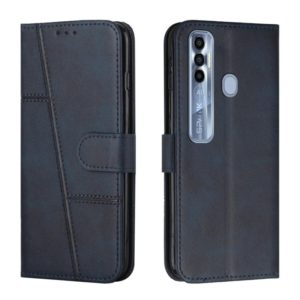 For Tecno Spark 7 Pro Stitching Calf Texture Buckle Leather Phone Case(Blue) (OEM)