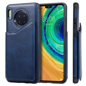 For Huawei Mate 30 Shockproof Calf Texture Protective Case with Holder & Card Slots & Frame(Blue) (OEM)
