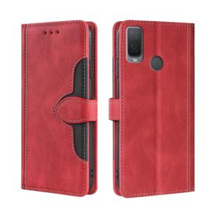 For Alcatel 1L 2021 Skin Feel Straw Hat Magnetic Buckle Leather Phone Case(Red) (OEM)