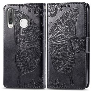 Butterfly Love Flowers Embossing Horizontal Flip Leather Case for Huawei P30 Lite / Nova 4e, with Holder & Card Slots & Wallet & Lanyard (Black) (OEM)