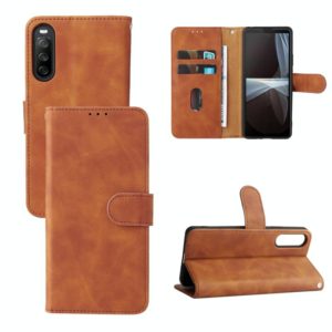 For Sony Xperia 10 IV Skin Feel Magnetic Flip Leather Phone Case(Brown) (OEM)