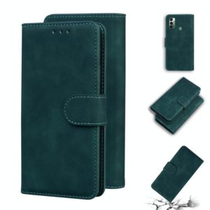 For Tecno Spark 7 Skin Feel Pure Color Flip Leather Phone Case(Green) (OEM)