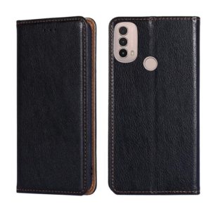 For Motorola Moto E40 Gloss Oil Solid Color Magnetic Leather Phone Case(Black) (OEM)