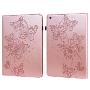 For Samsung Galaxy Tab A 10.1 (2019) T510 Embossed Butterfly Pattern Horizontal Flip Leather Tablet Case(Pink) (OEM)