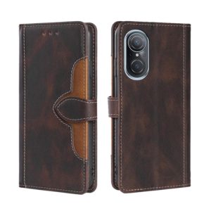 For Huawei Nova 9 SE Stitching Skin Feel Magnetic Buckle Horizontal Flip PU Leather Case(Brown) (OEM)