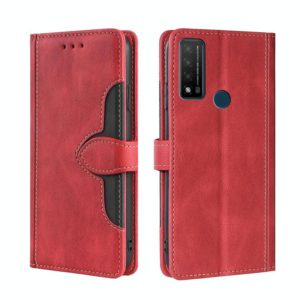 For TCL 20R 5G / Bremen / 20AX 5G Skin Feel Straw Hat Magnetic Buckle Leather Phone Case(Red) (OEM)