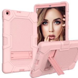 For Samsung Galaxy Tab A 10.1 (2019) / T510 Contrast Color Robot Shockproof Silicone + PC Protective Case with Holder(Rose Gold) (OEM)