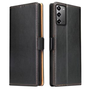 For Samsung Galaxy Note20 Ultra Fierre Shann PU Genuine Leather Texture Horizontal Flip Leather Case with Holder & Card Slots & Wallet(Black) (FIERRE SHANN) (OEM)