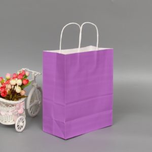 10 PCS Elegant Kraft Paper Bag With Handles for Wedding/Birthday Party/Jewelry/Clothes, Size:16x22x8cm(Purple) (OEM)