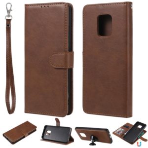 For Xiaomi Redmi 10X 5G / 10X Pro 5G 2 in 1 Solid Color Detachable PU Leather Case with Card Slots & Magnetic Holder & Photo Frame & Wallet & Strap(Brown) (OEM)
