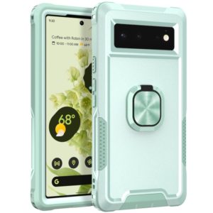 For Google Pixel 6 3 in 1 Ring Holder PC + TPU Phone Case(Mint Green) (OEM)