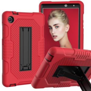 For Huawei MatePad T8 8.0(2020) Contrast Color Robot Shockproof Silicone + PC Protective Case with Holder(Red Black) (OEM)