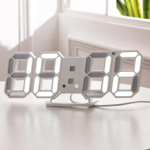 6609 3D Stereo LED Alarm Clock Living Room 3D Wall Clock, Colour: White (OEM)