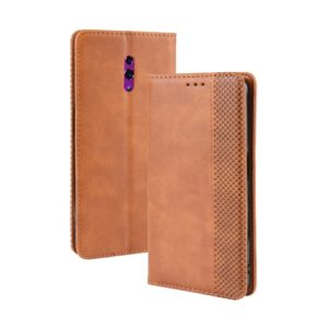 Magnetic Buckle Retro Crazy Horse Texture Horizontal Flip Leather Case for OPPO Reno , with Holder & Card Slots & Photo Frame(Brown) (OEM)